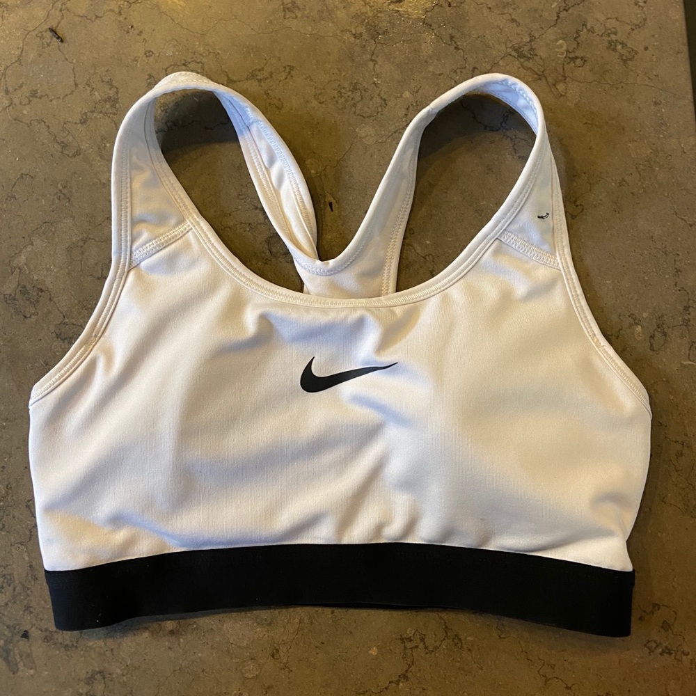 nike white sports bra